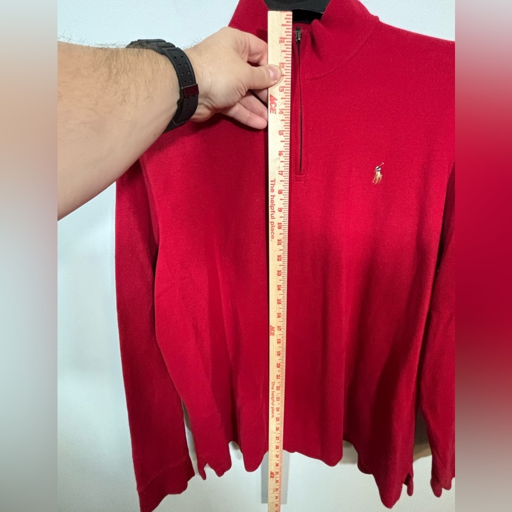 Polo Ralph Lauren Men’s Red Estate Rib Quarter Zip Sweater Size XL - Picture 7 of 9